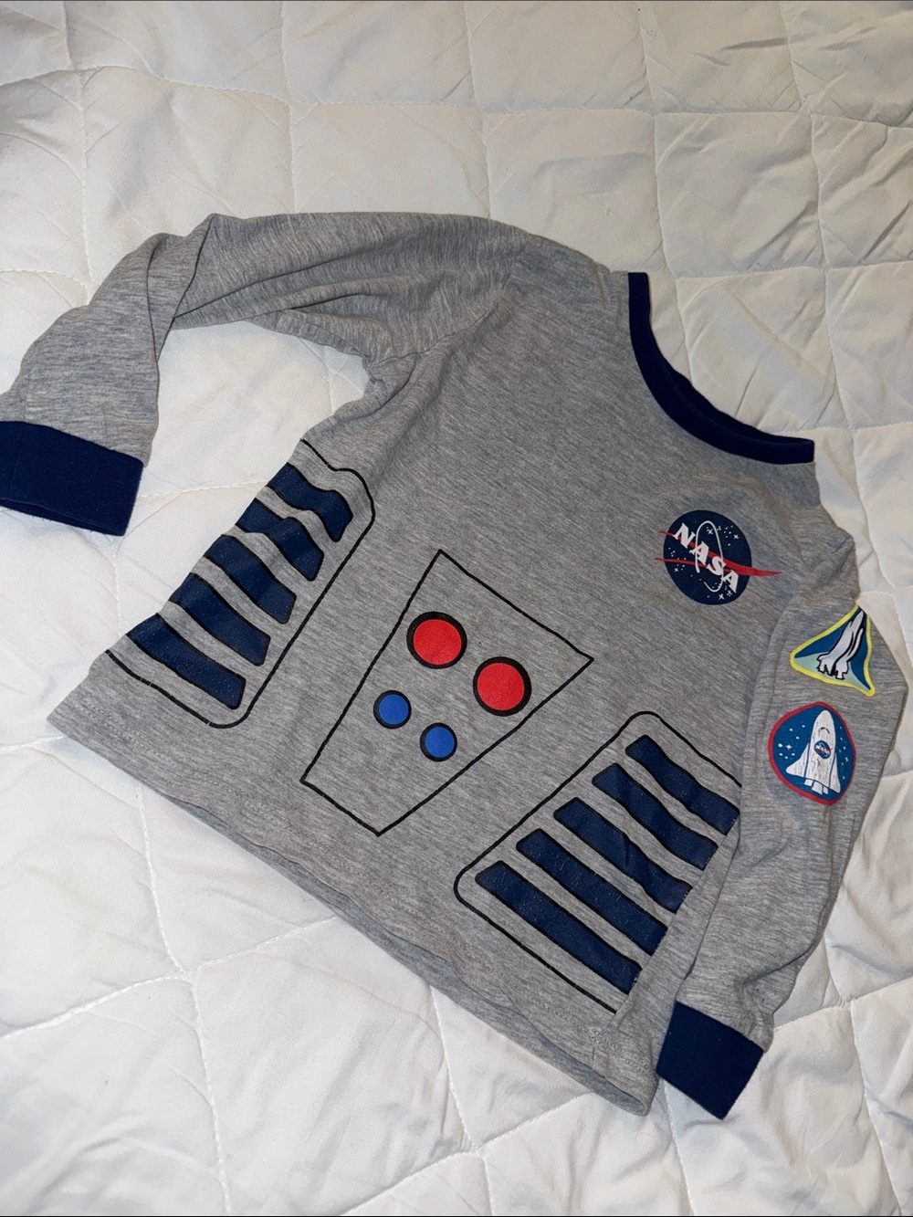 NASA 4T Kids Grey Space-Graphic Long Sleeve Top